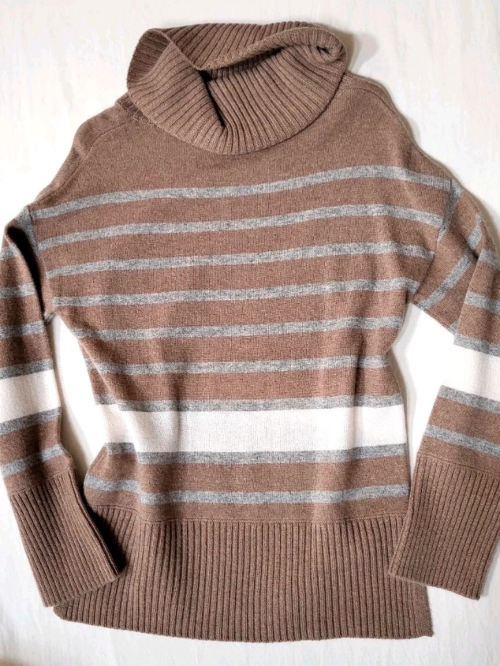 Unworn Magaschoni Cashmere Striped Loose Turtleneck Sweater